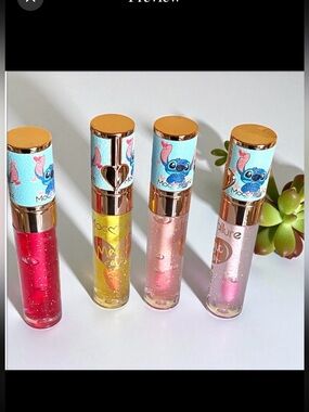 Disney Stitch 4pc Glitter Lip Gloss Set lightly scented high gloss brand new